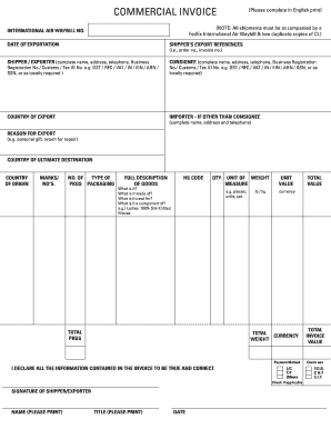 Fedex billing format - FedEx commercial invoice