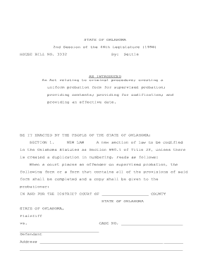 Oklahoma Supervised Probation Form