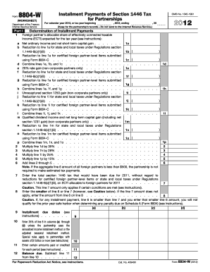 Form 8804-W Worksheet for Partnerships