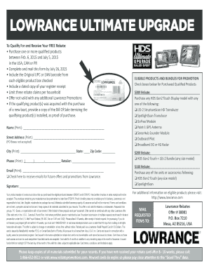 Lowrance Ultimate Upgrade Rebate Form