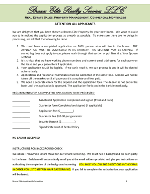 TAA Rental Application