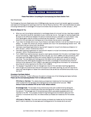 Cost Basis Election Form