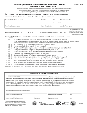 New Hampshire Early Childhood Health Assessment Record