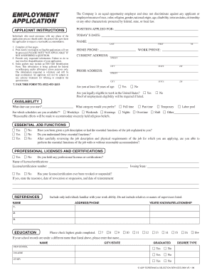Employment Application Form