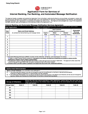 Hong Kong Internet Banking Application Form