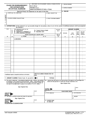 US Federal Travel Expense Reimbursement Form