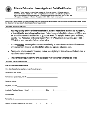 Private Education Loan Applicant Self-Certification