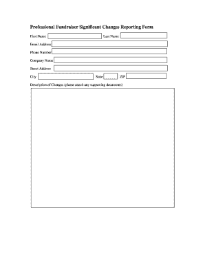 Professional Fundraiser Significant Changes Reporting Form