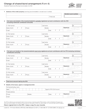 Change of Shared Bond Arrangement Form 6
