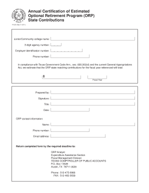 Texas ORP State Contributions Certification