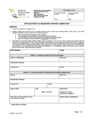 Hawker Assistant Registration Form