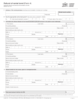 Refund of Rental Bond Form 4
