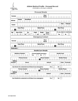 Athlete Medical Profile Form