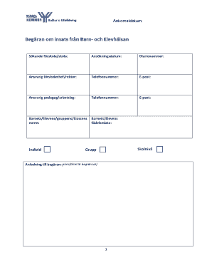 Request for Intervention from Child and Student Health