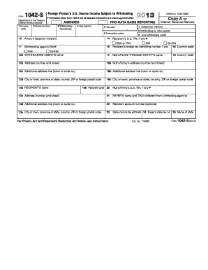 Form 1042-S US Foreign Income Withholding
