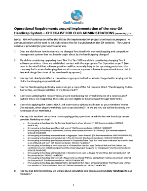GA Handicap System Implementation Checklist