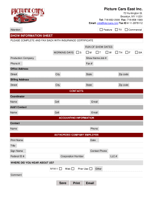 Show Information Sheet