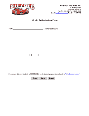 Credit Authorization Form