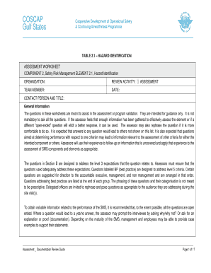 Safety Risk Management Hazard Identification Worksheet