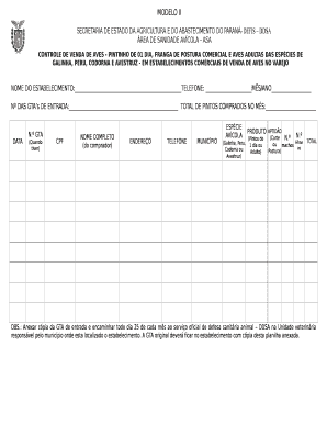 Controle de Venda de Aves
