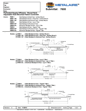 Perforated Supply Diffusers Submittal Form