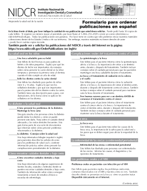 Formulario para ordenar publicaciones en español