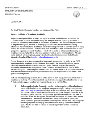California Broadband Availability Public Feedback Survey
