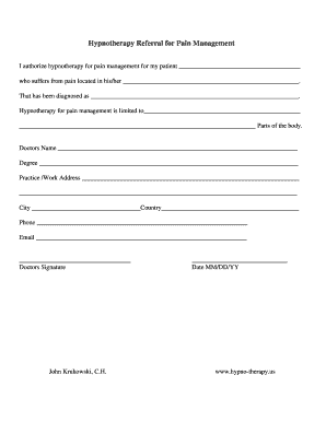 Hypnotherapy Referral for Pain Management