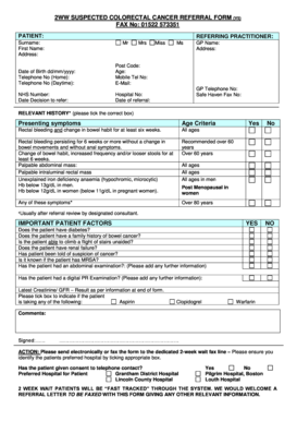 Suspected Colorectal Cancer Referral Form