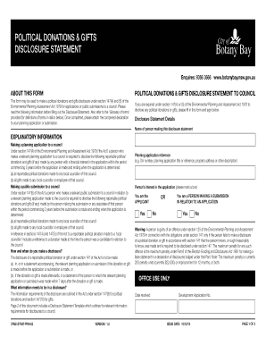 Political Donations & Gifts Disclosure Statement