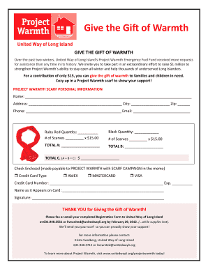 Project Warmth Scarf Donation Form