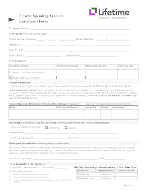 Flexible Spending Account Enrollment Form
