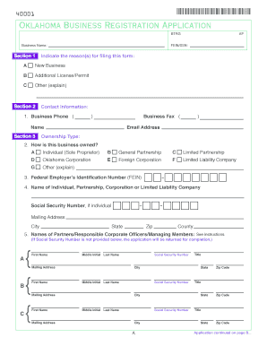 Oklahoma Business Registration Packet