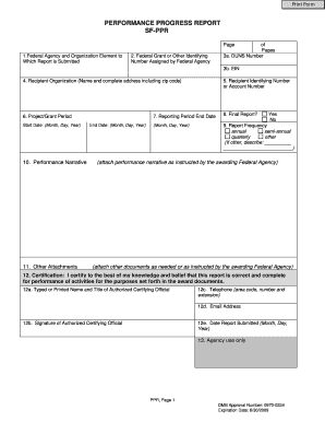 Performance Progress Report (PPR)