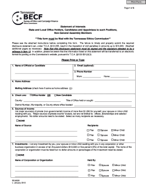 Tennessee Statement of Interests Form