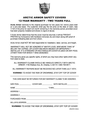 Arctic Armor 12-Year Safety Cover Warranty