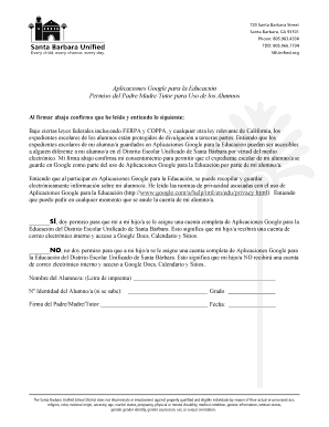 Formulario de Permiso para Aplicaciones Google para la Educación