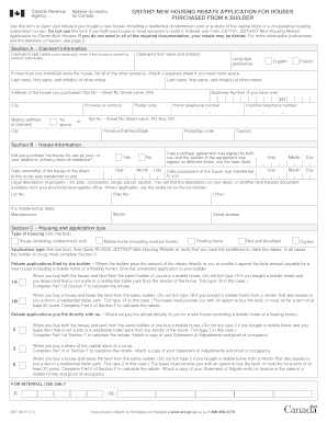 GST/HST New Housing Rebate Application