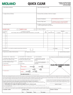 Canada Customs Invoice and Bill of Lading