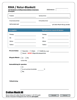 RMA Return Form
