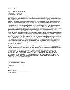 Policyholder Disclosure Notice of Terrorism Insurance Coverage