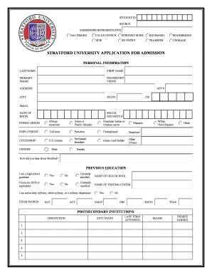 Stratford University Application for Admission
