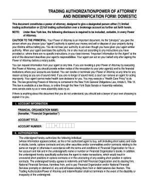 New York Trading Authorization Power of Attorney