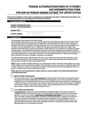 Trading Authorization Power of Attorney Form