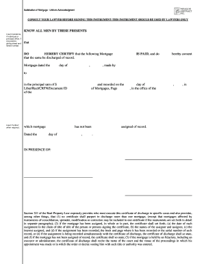 Satisfaction of Mortgage - Uniform Acknowledgment