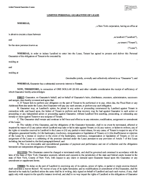 Limited Personal Guarantee of Lease