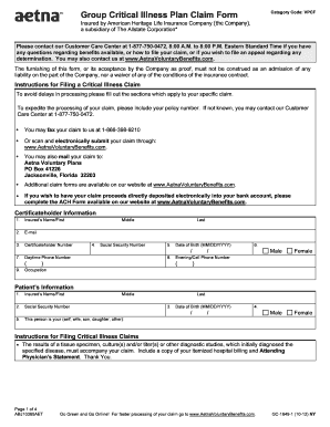 Group Critical Illness Plan Claim Form