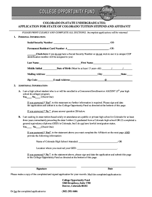 Colorado In-State Tuition Stipend Application