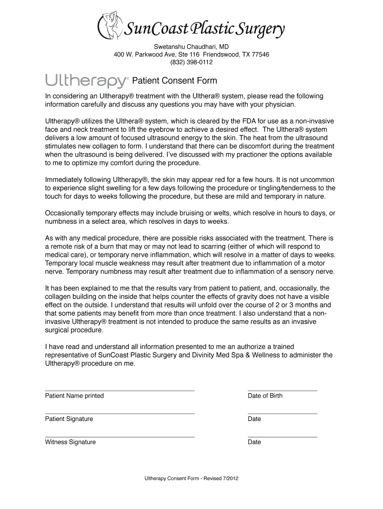 ultherapy consent form Preview on Page 1.