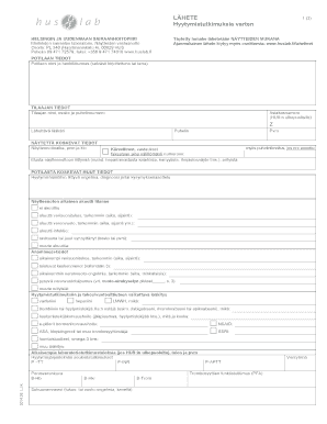 Helsinki and Uusimaa Hospital District Coagulation Study Form